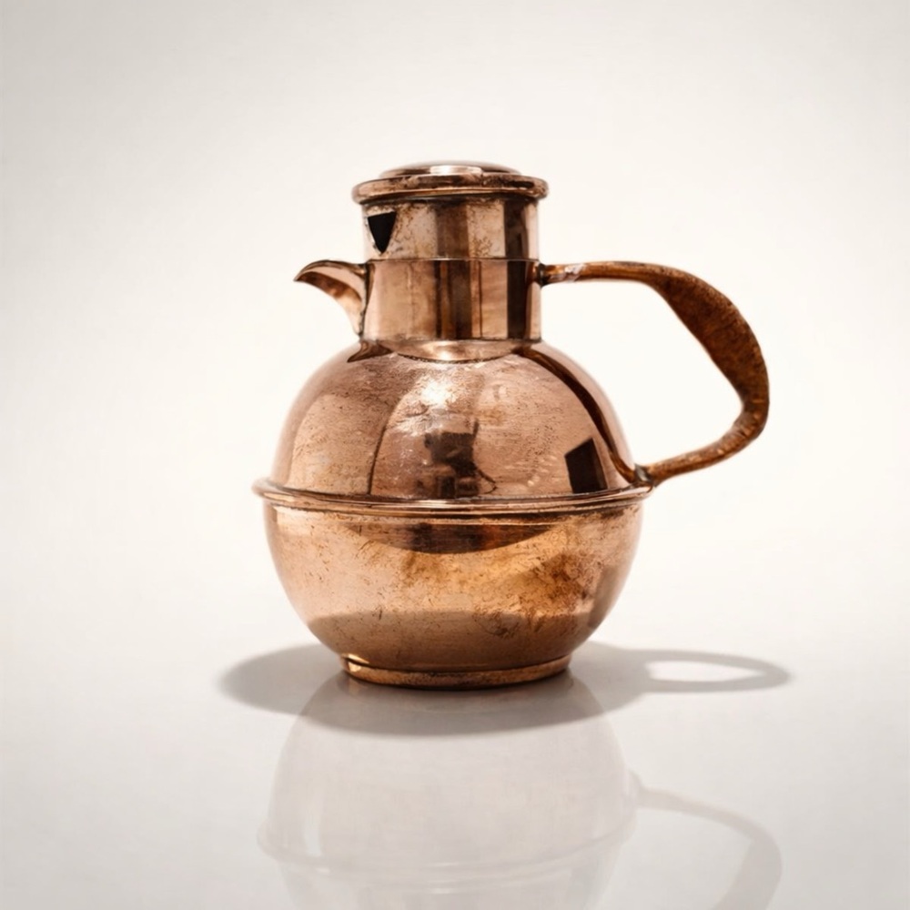 BEAUTIFUL‎ SILVER PLATED VINTAGE ART DECO TEAPOT W/ RATTAN HANDLE